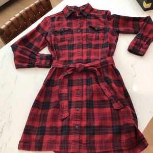 Woolrich Red and Black Plaid Flannel Shirt Dress, Size Small